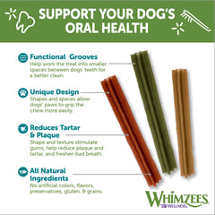 Whimzees Wellness Stix Dog Dental Treats, Natural Chews, Small Size Stick