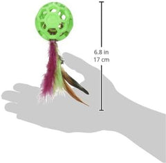 JW® Cataction Feather Ball with Bell Cat Toys Color One Size