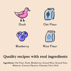 Bocce's Bakery Quack, Quack, Quack Training Treats for Dogs, Wheat-Free Dog Treats, Made with Real Ingredients, Baked in The USA, All-Natural & Low Calorie Training Bites, Duck & Blueberry, 6 oz