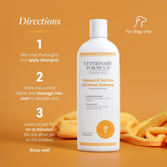 Veterinary Formula Clinical Care Dog Shampoo with Oatmeal and Tea Tree Oil – Gentle Shampoo for Dogs with Dry Skin, Soothes and Adds Moisture to Skin and Coat