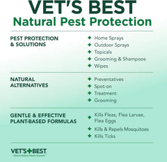 HERO PET Vet's Best Natural Flea and Tick Spray for Dogs – Plant-Based Flea Repellent with Certified Essential Oils – Natural Pest Control and Prevention – Non-Toxic Formula for Home Use – 8 oz Bottle