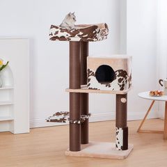 PetPals 50” Grand Maine Coon™ Cat Tree – Cowboy, with Large Condo,Big Top Perch, Extra Durable & Sturdy Large Cat Tower (Brown)