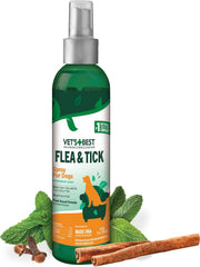 HERO PET Vet's Best Natural Flea and Tick Spray for Dogs – Plant-Based Flea Repellent with Certified Essential Oils – Natural Pest Control and Prevention – Non-Toxic Formula for Home Use – 8 oz Bottle