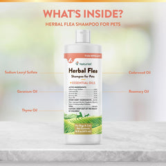 NaturVet Herbal Flea Pet Shampoo with Essential Oils – Helps Against Fleas, Insects – Deodorizing Dog Shampoo – Includes Rosemary, Cedarwood, Geranium, White Thyme Oils – 16 Oz.