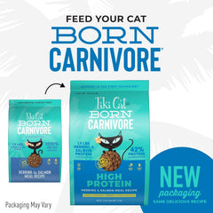 Tiki Cat Born Carnivore High Protein, Herring & Salmon Meal, Grain-Free Baked Kibble to Maximize Nutrients, Dry Cat Food