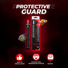 Aquatop Premier Glass Heater with Guard – Submersible for Fish Tanks Up to 13 Gallons – 68-93°F Adjustable Temp – Fresh & Saltwater Use