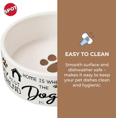 SPOT I Love Dogs Dish -Round Ceramic Food/Water Bowl with High Walls for Pets, Dishwasher Safe, Ideal for Small Dogs, Cats, Reptiles, Large Birds