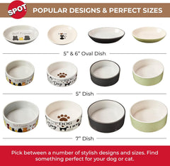 SPOT I Love Dogs Dish -Round Ceramic Food/Water Bowl with High Walls for Pets, Dishwasher Safe, Ideal for Small Dogs, Cats, Reptiles, Large Birds