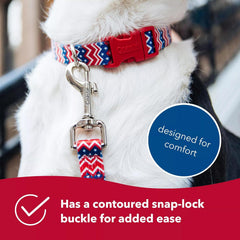 Coastal Pet Styles Adjustable Dog Collar - Stylish Patterned Fabrics - Snap-Lock Buckle - Adjustable Dog Collar - for Small, Medium or Large Dogs - Pink Dots