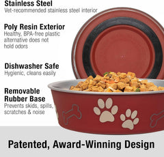 Loving Pets Bella Dog Bowls- Stainless Steel Dog & Cat Bowls - Spill Proof Dog Food Bowl, Cat Bowl, Puppy Essentials & Pet Supplies Great for Home & Travel