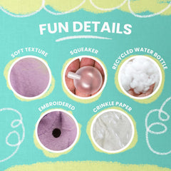 Snugarooz Magical The Unicorn Plush Dog Toy with Repair Patch – Soft Durable - Crinkle & Squeaker Rainbow Mane - Tail for Small Dogs & Puppies