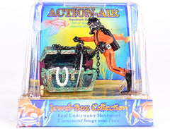 Penn-Plax Aquarium Decoration with Moving Treasure Chest, Floating Diver and Bubble Action, 4 Inches High