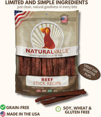 Loving Pets Natural Value Beef Sticks - Soft Jerky Dog Treats for Large & Small Breeds - Healthy Gluten, Wheat, Soy & Grain Free Pet Treats for Dogs