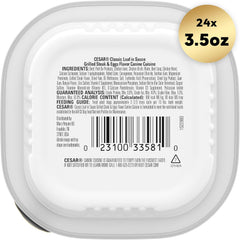 Cesar Wet Dog Food Classic Loaf in Sauce Grilled Steak and Eggs Flavor, 3.5 oz. Easy Peel Trays (24 Count, Pack of 1)