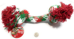 PetSport Holiday Woven 2 Knot Rope Chew and Tug Dog Toy | Made of Premium Non-Toxic Cotton | Helps Clean Dogs Teeth | Extra Thick & Durable Rope | Color-Fast Dye Will not Stain | 14 inch