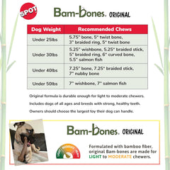 SPOT Bam-Bones Wishbone - Made with Strong Bamboo Fiber, Durable Long Lasting Dog Chew for Light to Moderate Chewers, Great Toy for Adult Dogs & Teething Puppies Under 50lbs, Bacon Flavor