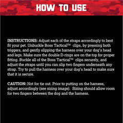 Boss Dog Tactical Harness, Red