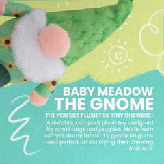 Snugarooz Baby Meadow Gnome Dog Toy with Repair Patch – Crinkle & Squeaky Fun – Perfect for Small Dogs – Made from Recycled Materials