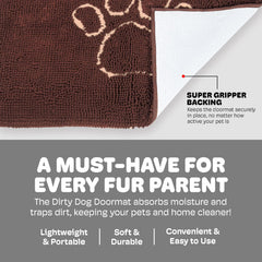 Dog Gone Smart Dirty Dog Doormat - Fast Drying Rug with Super Gripper Backing for Clean Floors - Super Absorbent and Machine Washable Mat for Muddy Paws