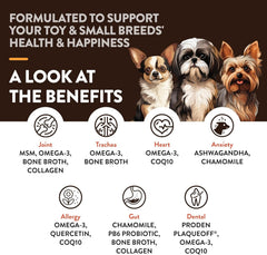 NaturVet Small Breeds Supplement- for Joint Support, Digestion, Skin, Coat Care- Dog Multivitamins with Minerals, Omega-3, PlaqueOff- Wheat-Free Vitamins for Dogs- Toy and Small Breeds