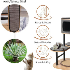 PetPals 37" High Industrial Chic Design & Stylish Modern Cat Tree, Contemporary & Urban Style Cat Tower - Large