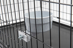 Lixit Kennel Cage Water Bowl Hanging - Non Spill Dog Crate Bowls - Durable Crate Water Bowl for Pets - Securely Attaches to Cage for Convenient Feeding and Drinking (20oz, Granite)