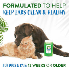 TropiClean Dog Ear Wipes, Dog Ear Cleaner, Soothing Itch Relief, Gently Removes Wax and Debris, Odor Eliminating, Safe for Daily Use, Cat Safe 50 ct