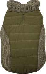Fashion Pet Sweater Trim Puffy Coat/Dog Coat/Olive
