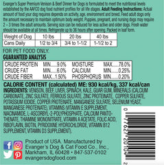 Evanger's Super Premium Limited Ingredient Venison & Beef Dinner for Dogs, 12.5 oz(Pack of 12)