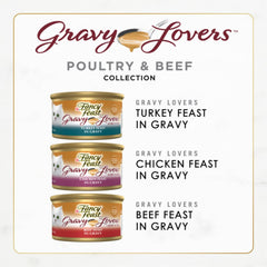 Purina Fancy Feast Gravy Lovers Poultry and Beef Grilled Gourmet Wet Cat Food Variety Pack - (Pack of 24) 3 oz. Cans