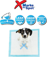 SPOT X Marks The Spot Extra Absorbent Pee Pads | Puppy Pads | Puppy Pads with Adhesive | Training Pads | Dog Pads | Dog Pee Pads | Dog Potty Pads | Adhesive Strips | 22"X22"
