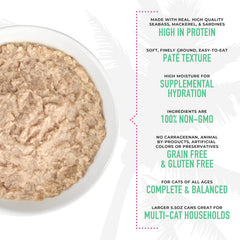 Tiki Cat Luau Pâté, Seabass Recipe in Seabass Consumme, Grain-Free Balanced Nutrition Wet Canned Cat Food, for All Life Stages