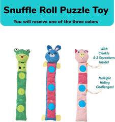 SPOT Snuffle Roll Puzzle Toy - Interactive Feeding Toy for Dogs, Provides Mental Stimulation, Roll-Up Toy, 3 Pockets to Hide Treats, Crinkle and 2 Squeakers - 25Inch Puzzle Toy, Style May Vary