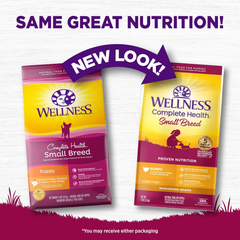 Wellness Complete Health Small Breed Dry Dog Food with Grains, Natural Ingredients, Made in USA with Real Turkey, For Dogs Up to 25 lbs. (Puppy, Turkey, Salmon & Oatmeal)