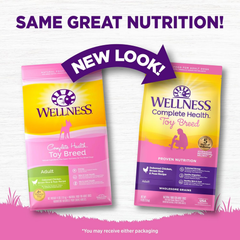 Wellness Complete Health Dry Dog Food for Small Dogs, Toy Breed, Wholesome Grains, Natural, Chicken, Brown Rice, & Peas Recipe