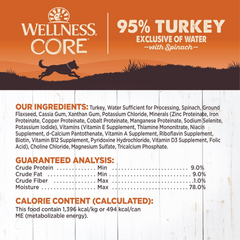 Wellness CORE 95% Natural Wet Grain Free Canned Dog Food, Turkey & Spinach