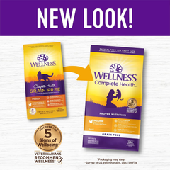 Wellness Complete Health Adult Dry Cat Food for Indoor Cats, Grain Free, Natural, Chicken & Chicken Meal
