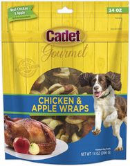 Cadet Gourmet Chicken & Apple Wrapped Dog Treats Wraps - Healthy & Natural Chicken & Apple Dog Training Treats for Small & Large Dogs - Inspected & Tested in USA