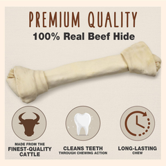 Cadet Premium Grade Beef Hide for Dogs, Long-Lasting Rawhide Knotted Bones Single-Ingredient Dog Chews, 13-Inch