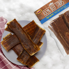 Cadet 100% Beef Strips Dog Chew Sticks, Long-Lasting Single-Ingredient Natural Treats, High-Protein, Perfect for Small & Large Breeds