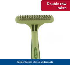 Coastal Pet Safari Dog Undercoat Rake - Top-Grade Double Row Rotating Pins Dematting Rake for Effective Deshedding and Pet Grooming