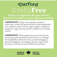 Grain Free Dog Treats Turkey with Mixed Vegetables Minis