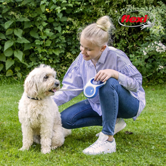 FLEXI New Comfort Retractable Dog Leash (Tape), Ergonomic, Durable and Tangle Free Pet Walking Leash for Dogs Up to 132 lbs, 16 ft, Large, Blue/Pastel