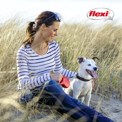 FLEXI New Classic Tape Retractable Dog Leash for Small Dogs Up to 33 lbs. – 16 ft., Pink Tangle-Free Pet Walking Leash with One-Handed Brake, Pause, Lock German Quality Product