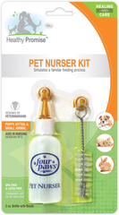 Four Paws Pet Nursing Kit, Feeding Bottle and Brush for Kittens & Puppies 2 oz