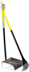Four Paws Stainless Steel Long-Handled Dog Pooper Scooper Rake & Pan 2 Piece Set, Pet Waste Pickup Tool