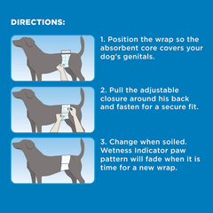 Four Paws Wee-Wee Super Absorbent Disposable Adjustable Dog Potty Training Male Wraps Diapers, Leak-Proof Protection for Puppies and Small Dogs