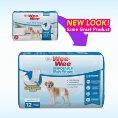 Four Paws Wee-Wee Super Absorbent Disposable Adjustable Dog Potty Training Male Wraps Diapers, Leak-Proof Protection for Puppies and Small Dogs