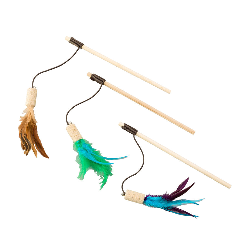 SpotĀ® Ethical Pet Cat Bernet Cork & Feather Teaser Wand Assorted