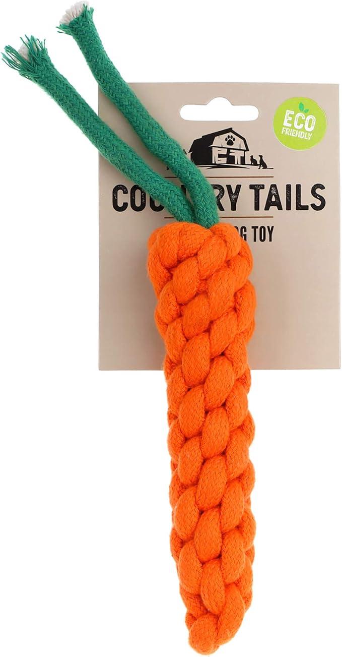 DOOG Country Tails Carrot Rope Dog Toy, 23 Inch, Vegetable Dye, Natural Jute & Plant Fiber, Orange